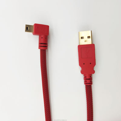 أحمر مخصص USB 2.0 USB ذكر إلى الزاوية اليمنى كابل USB مصغر شحن سريع